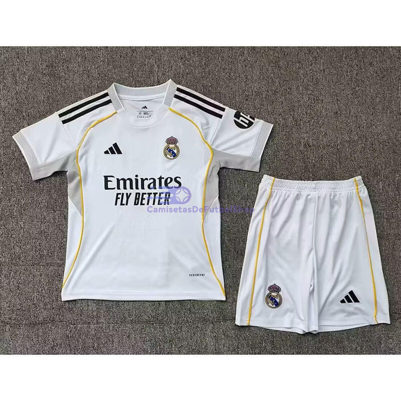 Camiseta Real Madrid Blanco/Gris 2025/2026 Niño Kit