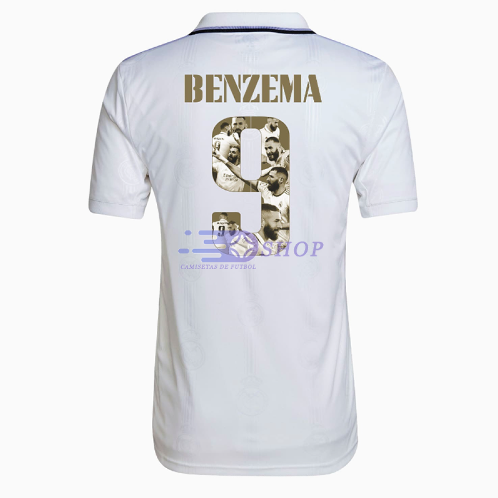 Camiseta Benzema 9 Real Madrid 1ª Equipación 2022/2023 Balón de Oro