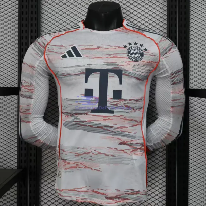 Camiseta Bayern Múnich 2025/2026 2ª Equipación ML Blanco (EDICIÓN JUGADOR)