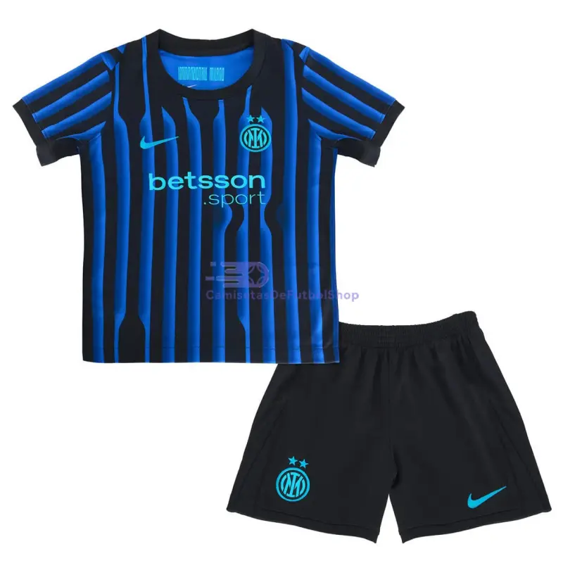 Camiseta Inter de Milan 2025/2026 1ª Equipación Azul/Negro Niño Kit