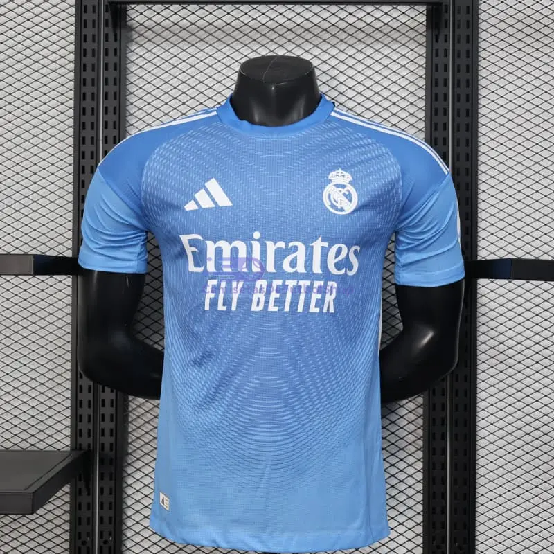 Camiseta Portero Real Madrid 2025/2026 Azul con Parche HP (EDICIÓN JUGADOR)