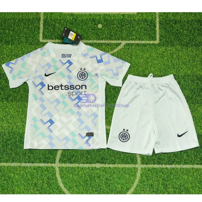 Camiseta Inter de Milan 2025/2026 2ª Equipación Blanco Niño Kit
