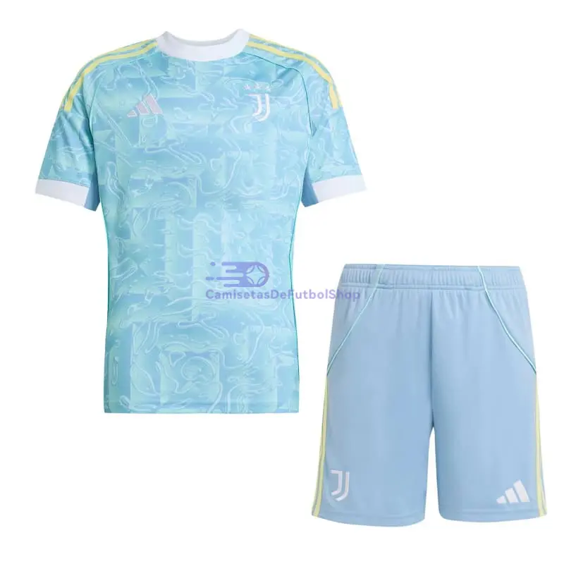 Camiseta Juventus 2025/2026 2ª Equipación Turquesa Niño Kit