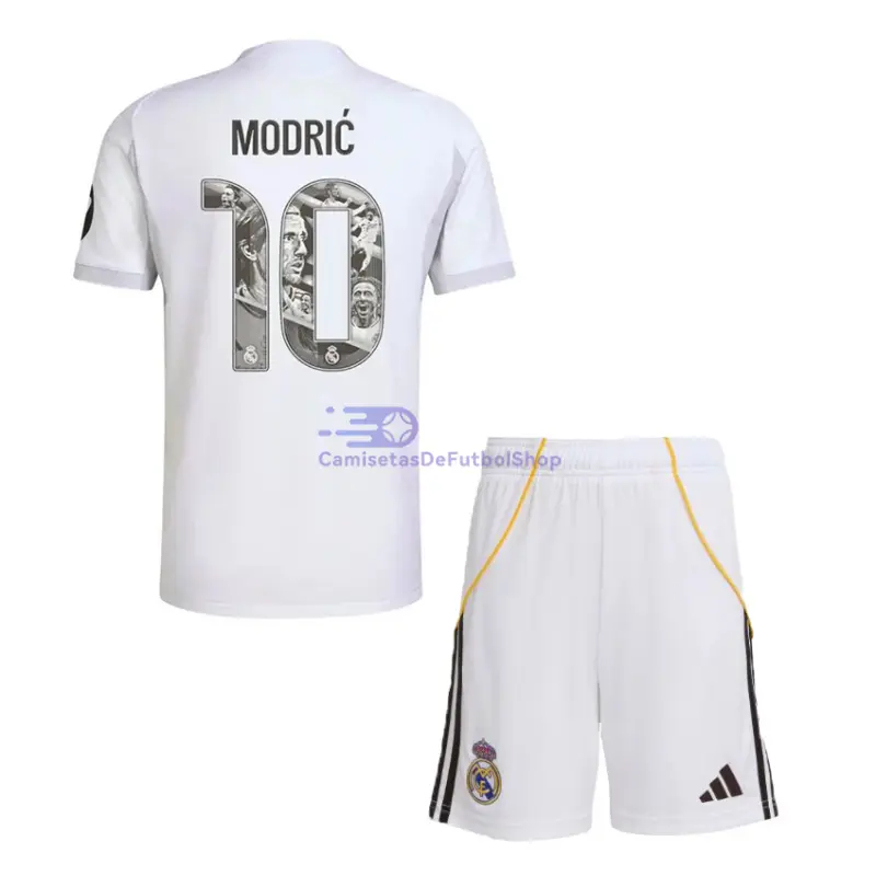 Camiseta MODRIĆ 10 Real Madrid 2025/2026 1ª Equipación Blanco Niño Kit con Parche HP