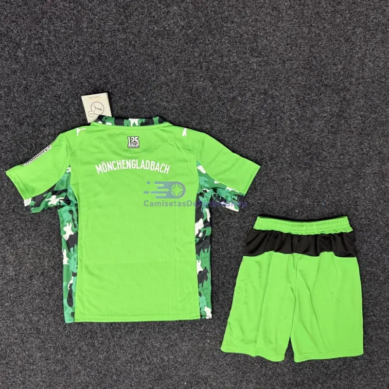 Camiseta Borussia Mönchengladbach 2025/2026 2ª Equipación Verde Niño Kit