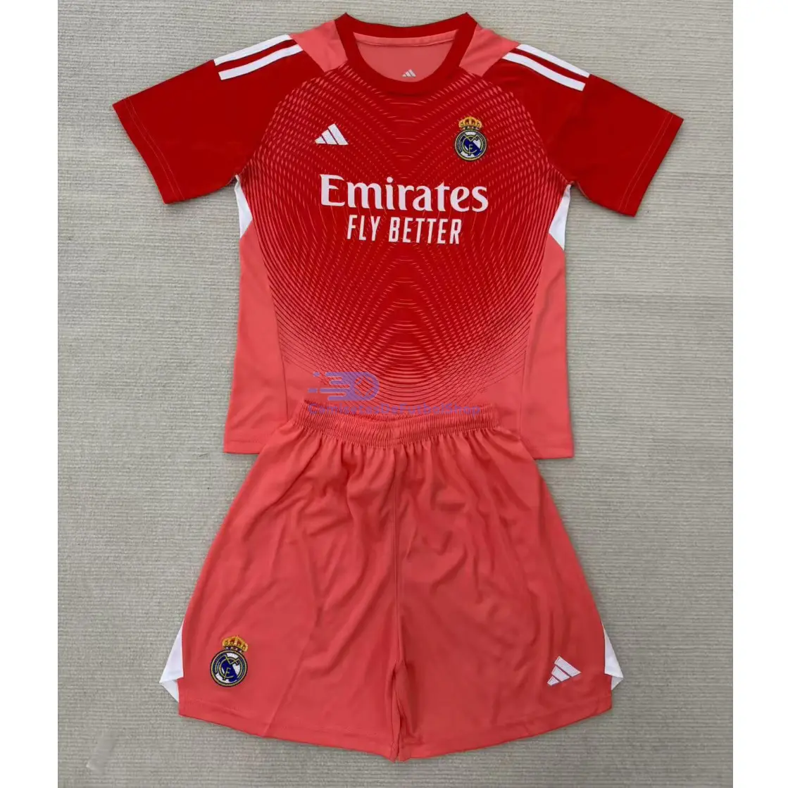 Camiseta de Portero Real Madrid 2025/2026 Niño Kit Rojo con Parche HP