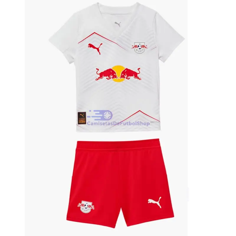 Camiseta Leipzig 2025/2026 1ª Equipación Blanco/Rojo Niño Kit