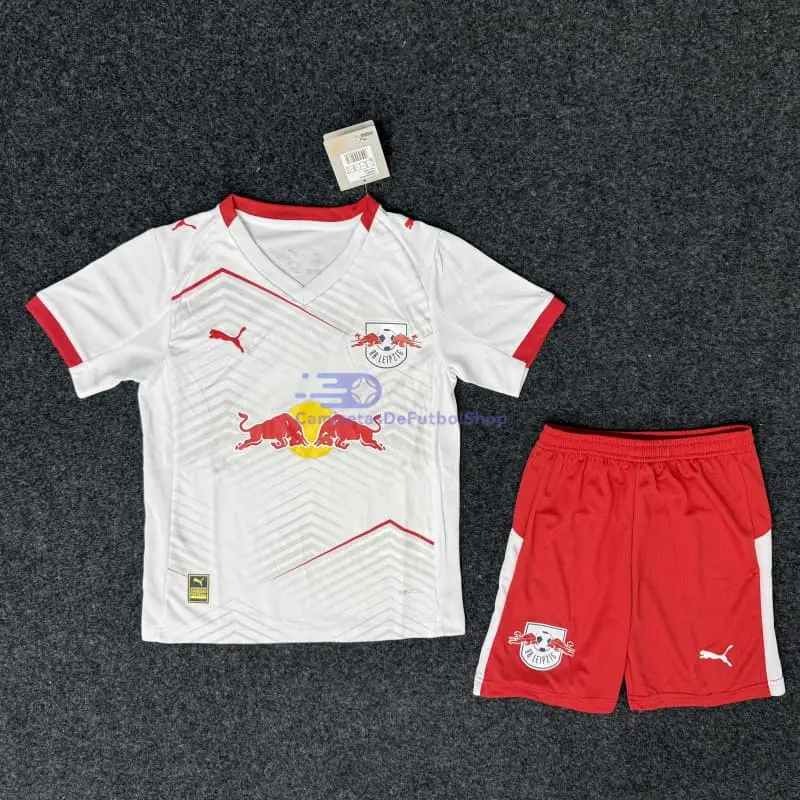 Camiseta Leipzig 2025/2026 1ª Equipación Blanco/Rojo Niño Kit