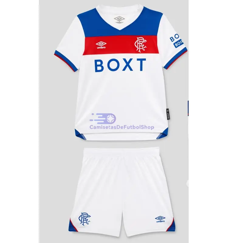 Camiseta Rangers FC 2025/2026 2ª Equipación Blanco Niño Kit