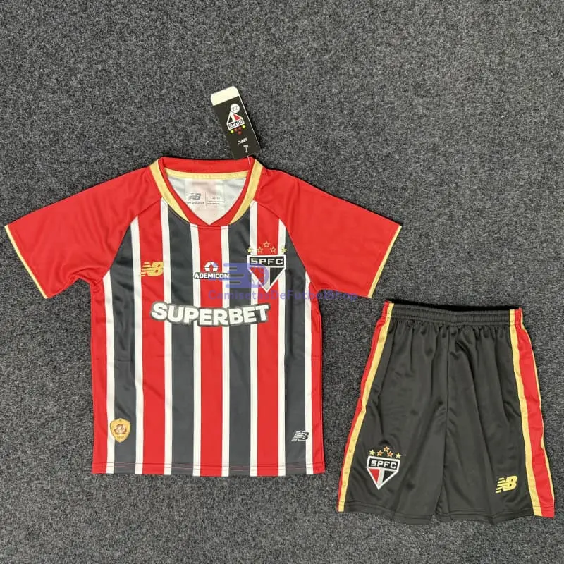 Camiseta São Paulo 2025/2026 2ª Equipación Negro/Rojo Niño Kit