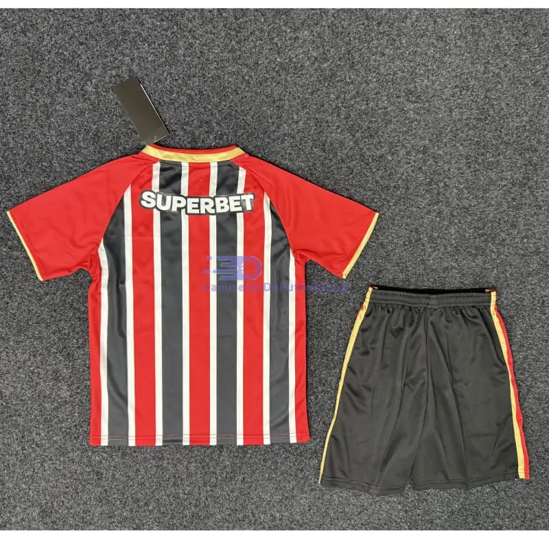 Camiseta São Paulo 2025/2026 2ª Equipación Negro/Rojo Niño Kit
