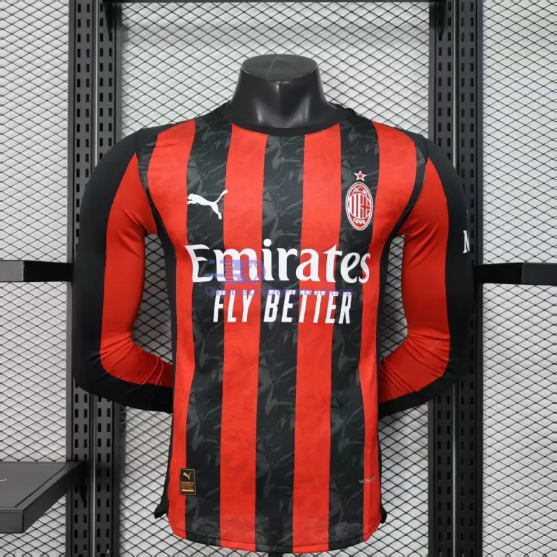 Camiseta AC Milan 2025/2026 1ª Equipación ML Rojo/Negro (EDICIÓN JUGADOR)