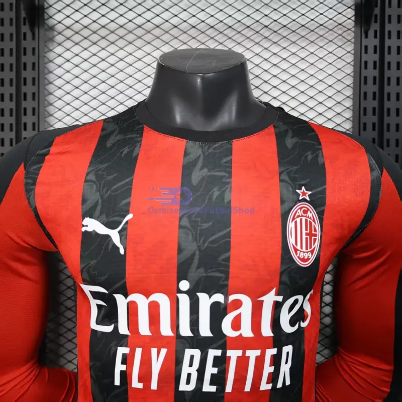 Camiseta AC Milan 2025/2026 1ª Equipación ML Rojo/Negro (EDICIÓN JUGADOR)