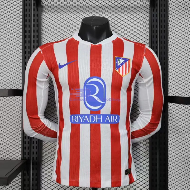 Camiseta Atlético de Madrid 2025/2026 1ª Equipación ML Rojo/Blanco (EDICIÓN JUGADOR)