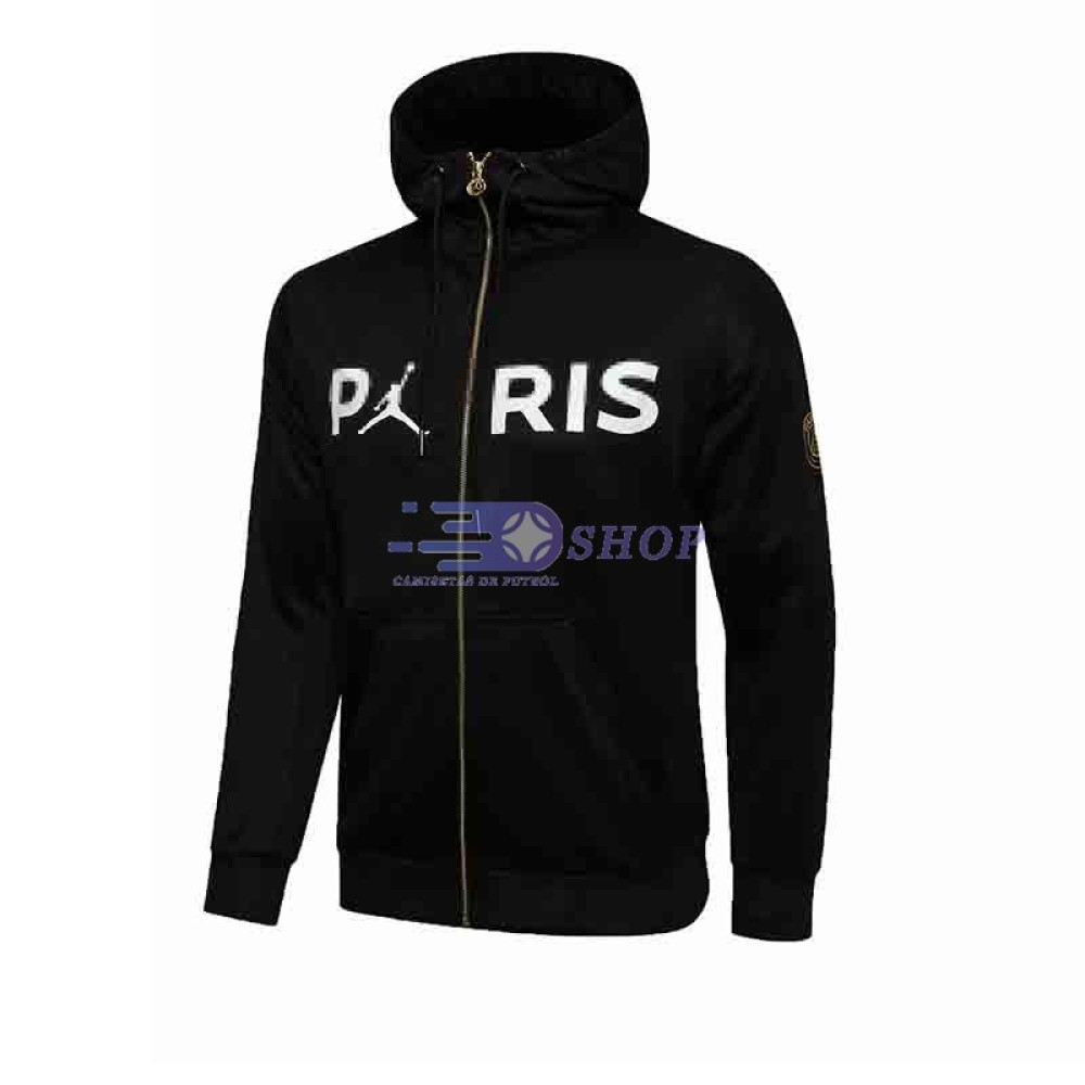 Chaqueta PSG 2021/2022 Con Capucha Negro Cremallera de Oro