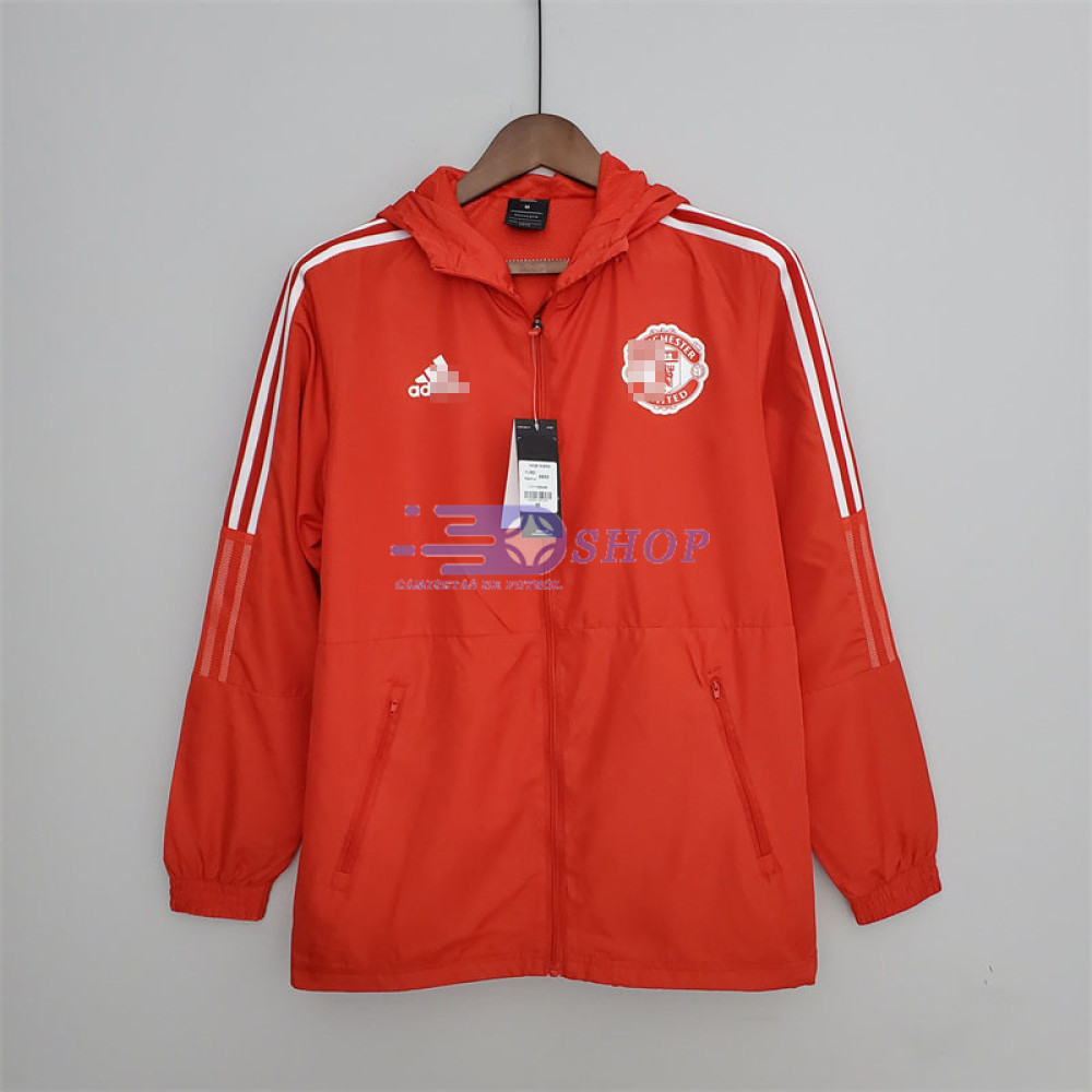 Cortavientos Manchester United 2022/2023 Con Capucha Rojo