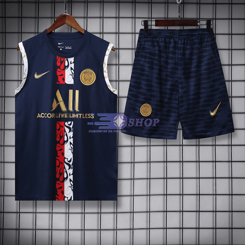 Camiseta de Entrenamiento PSG Sin Mangas 2022/2023 Kit Azul Marino Marca Oro