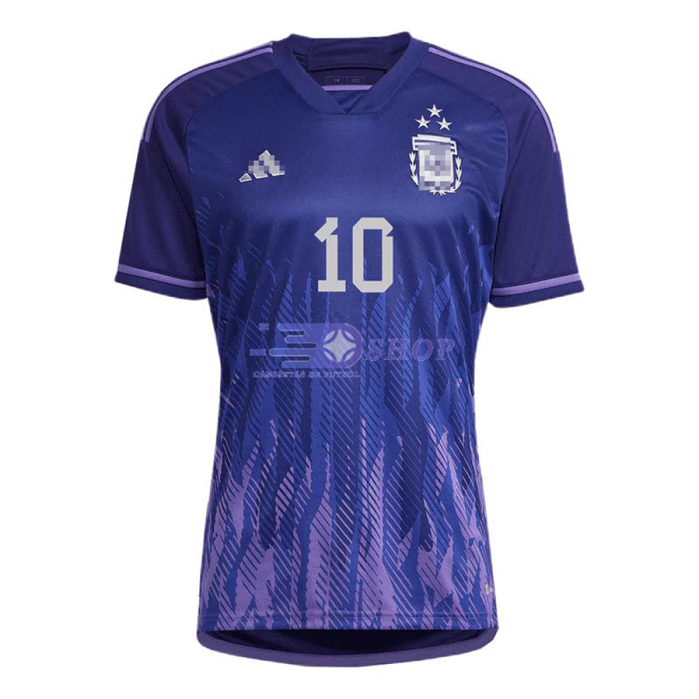 Camiseta Messi 10 Argentina 2ª Equipación 2022 Mundial 3 Estrellas