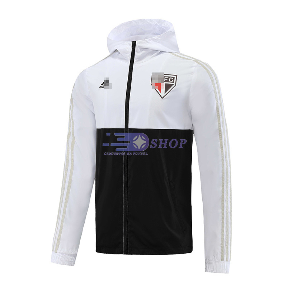 Cortavientos Con Capucha São Paulo Blanco/Negro 2023/2024