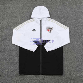 Cortavientos Con Capucha São Paulo Blanco/Negro 2023/2024