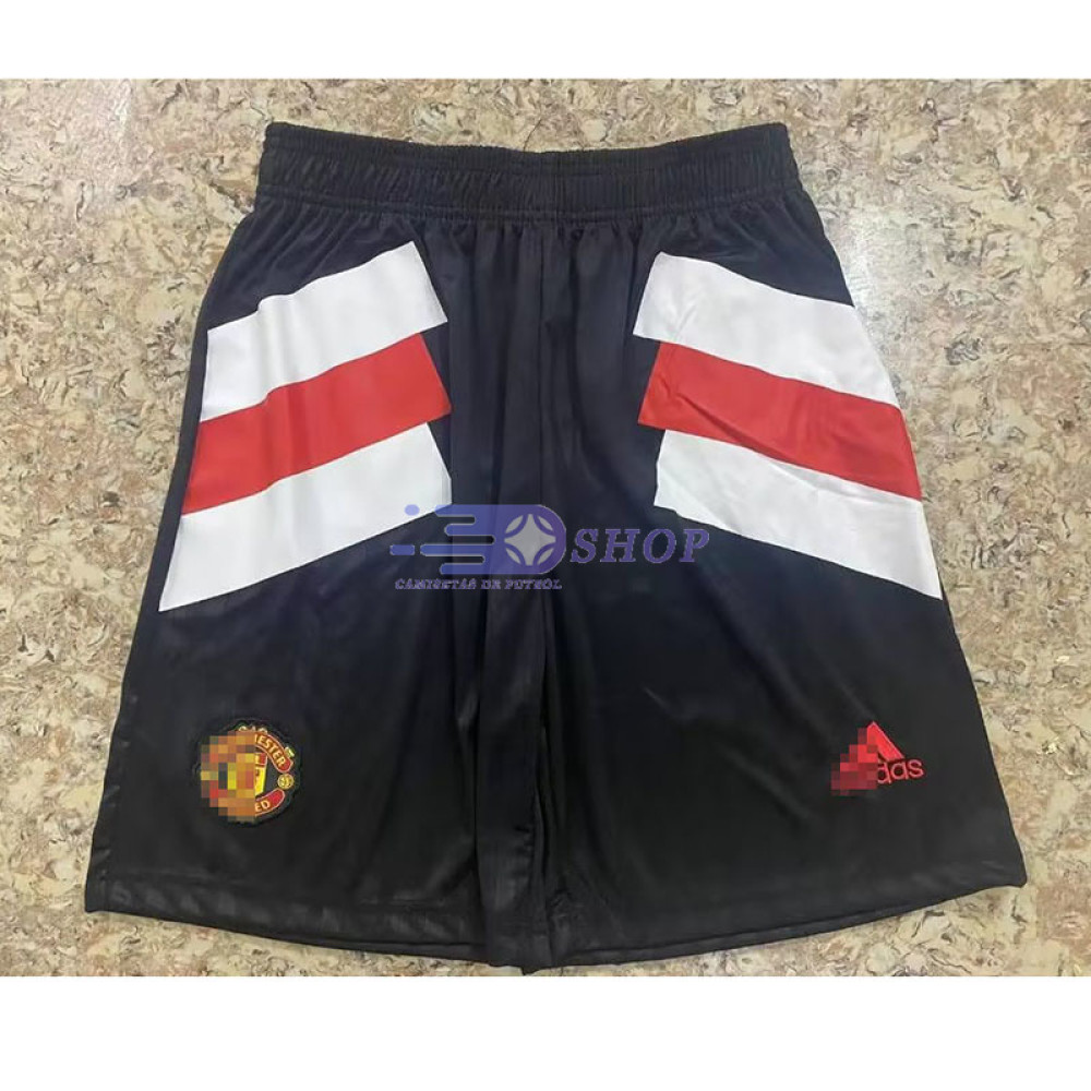 Pantalón Corto Manchester United Negro/Blanco 2023/2024