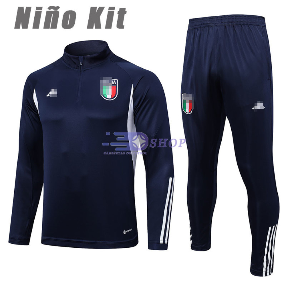 Sudadera De Entrenamiento Italia 2023 Azul Marino Niño Kit
