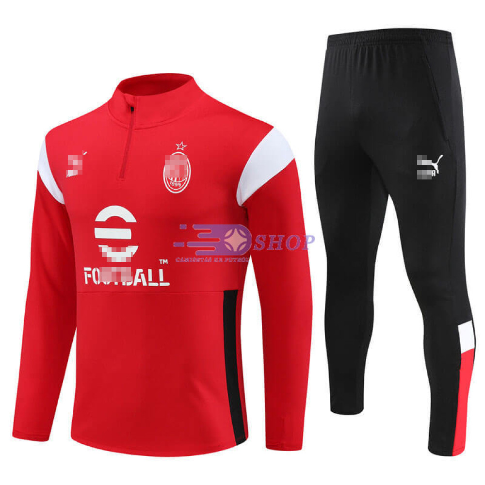 Sudadera de Entrenamiento AC Milan Rojo/Blanco 2023/2024 Kit
