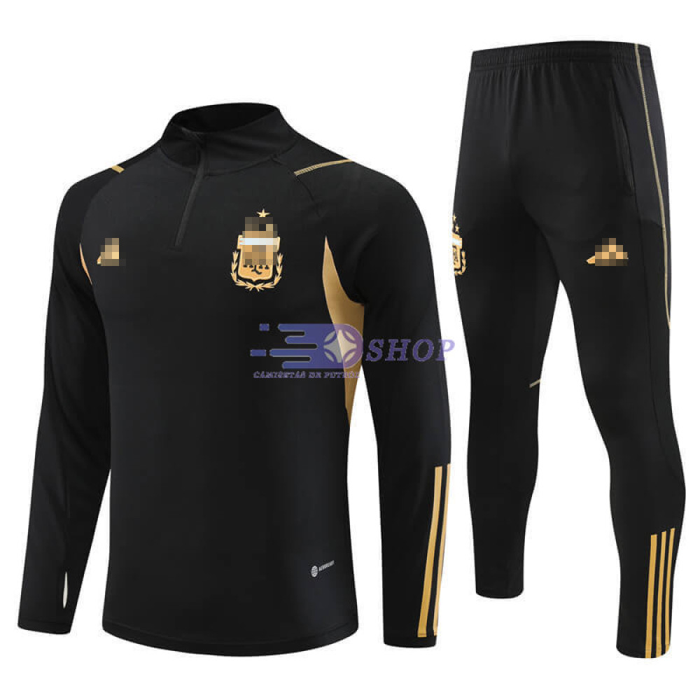 Sudadera de Entrenamiento Argentina Negro/Dorado 2023 Kit