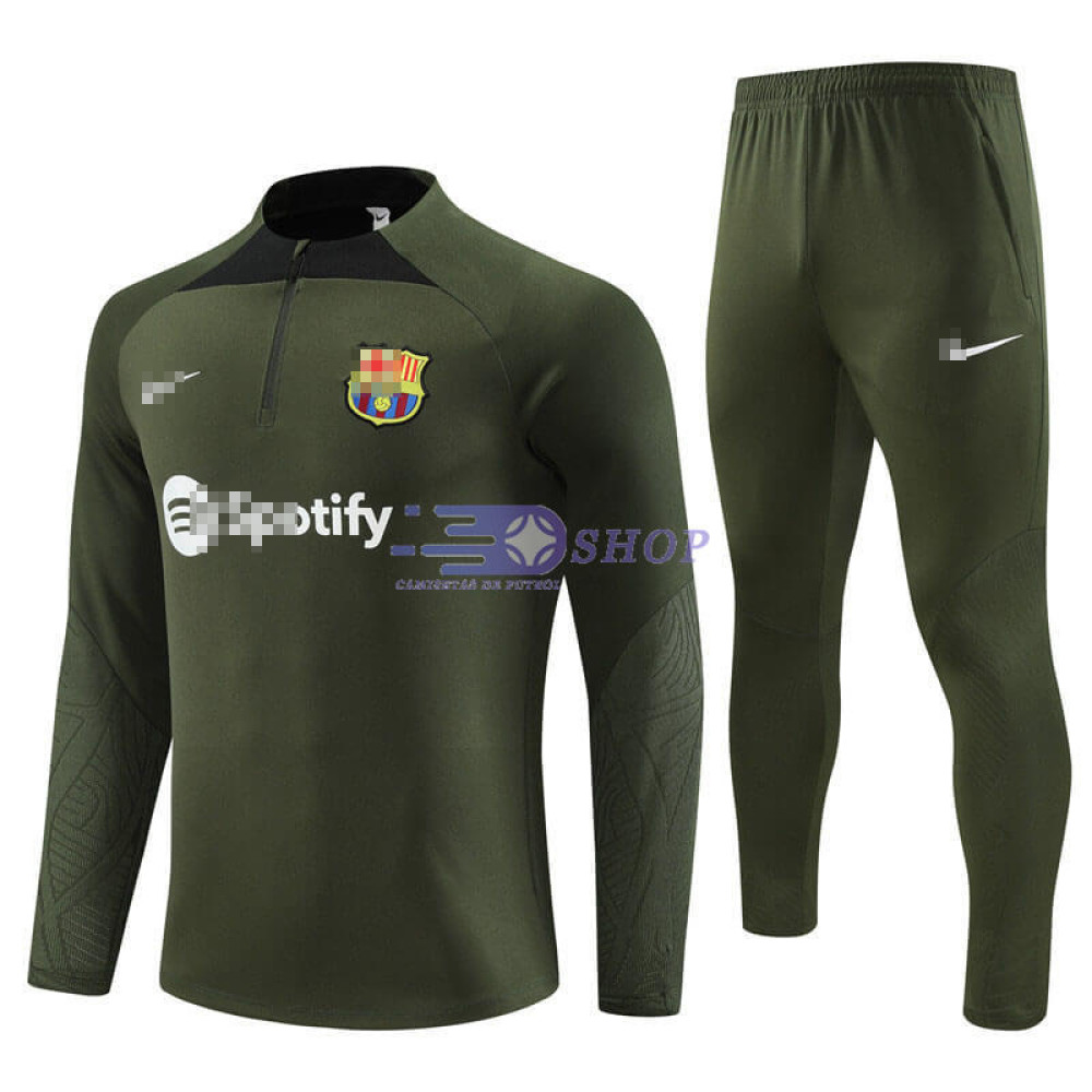 Sudadera de Entrenamiento Barcelona Verde Oscuro 2023/2024 Kit