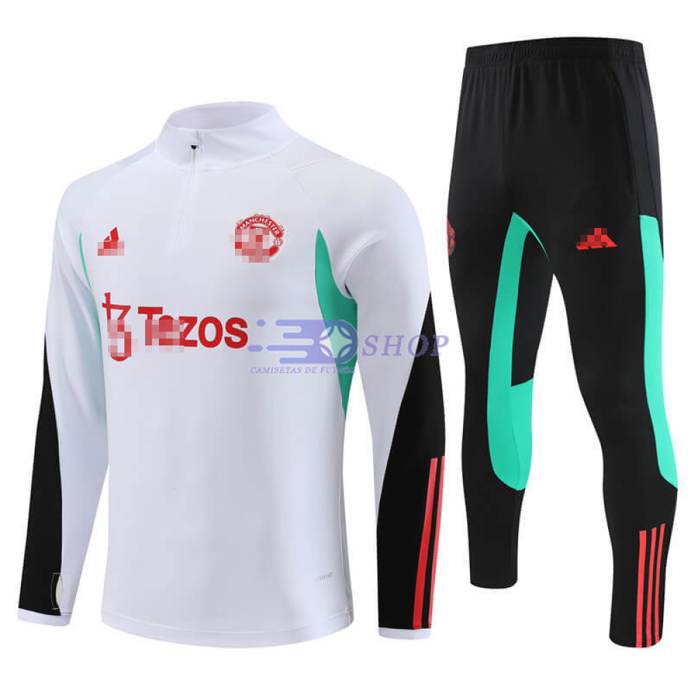 Sudadera de Entrenamiento Manchester United Blanco/Verde 2023/2024 Kit
