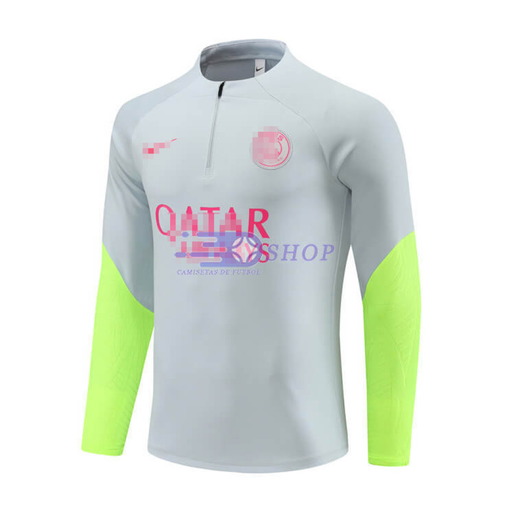Sudadera de Entrenamiento PSG Gris/Verde Fluorescente 2023/2024