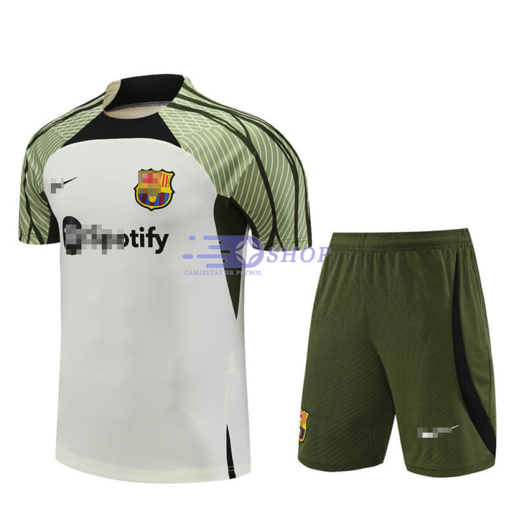 Camiseta de Entrenamiento Barcelona Beige/Verde 2023/2024 Kit