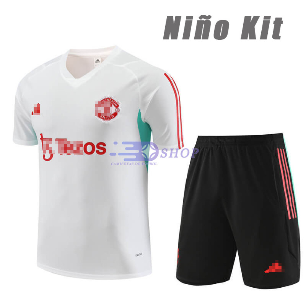 Camiseta de Entrenamiento Manchester United Blanco 2023/2024 Niño Kit