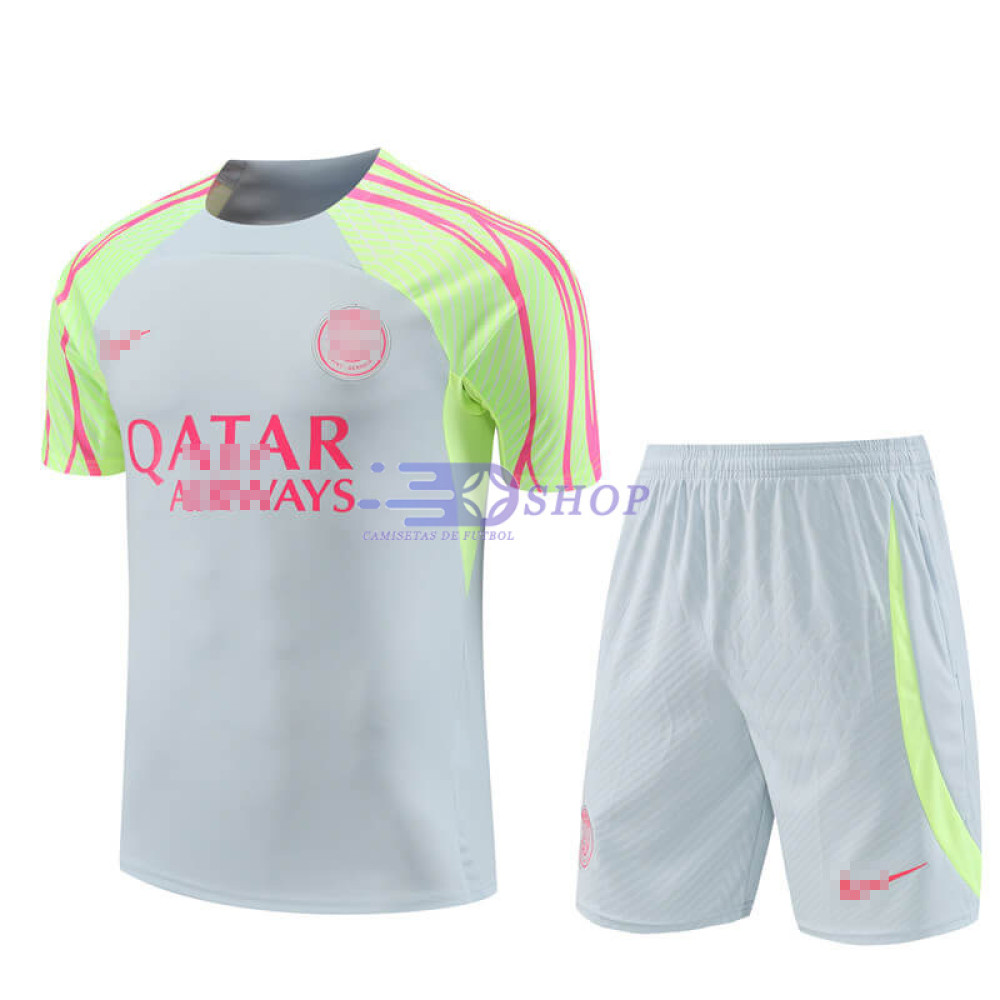 Camiseta de Entrenamiento PSG Gris Claro/Verde 2023/2024 Kit