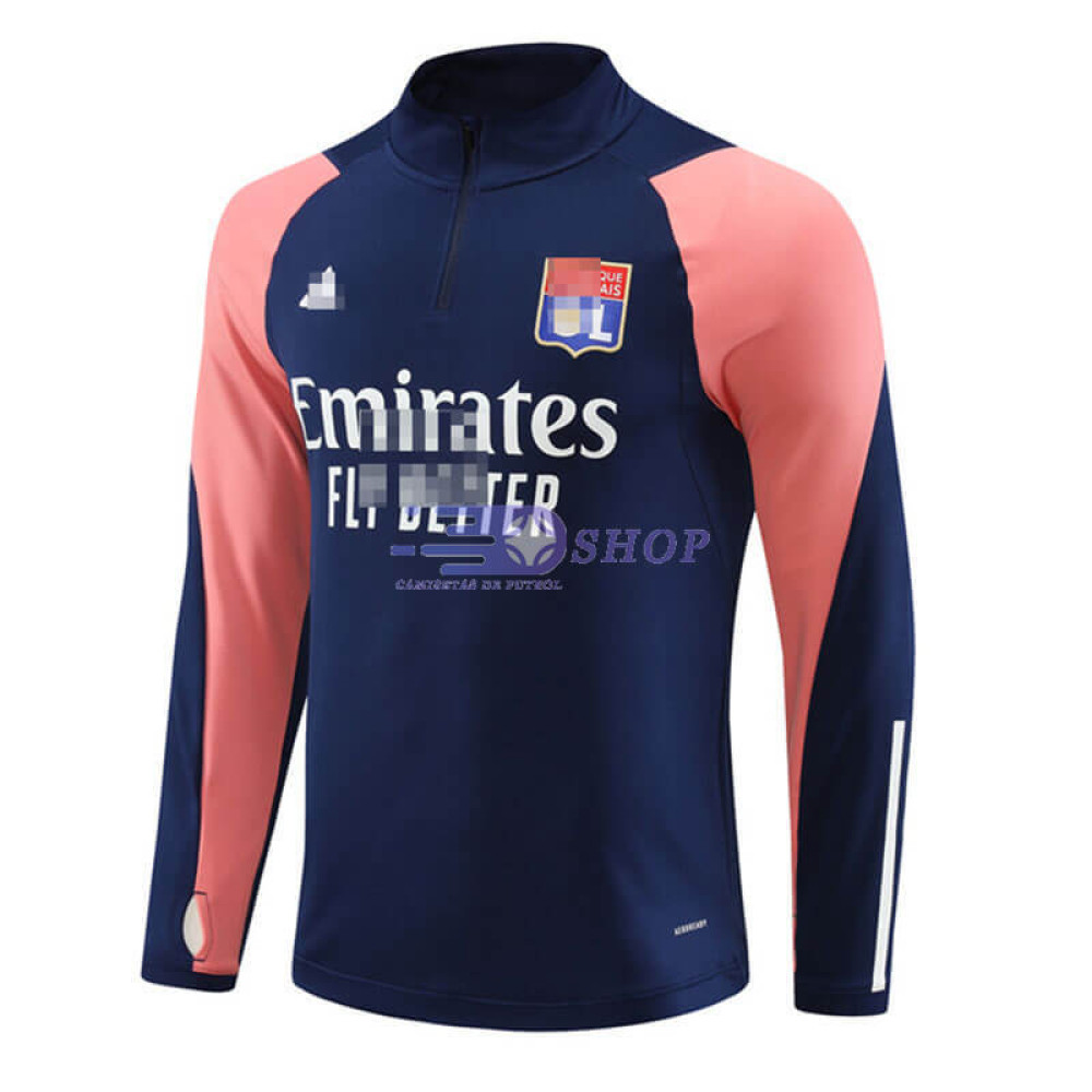 Sudadera de Entrenamiento Olympique De Lyon Azul Marino/Rosa 2023/2024