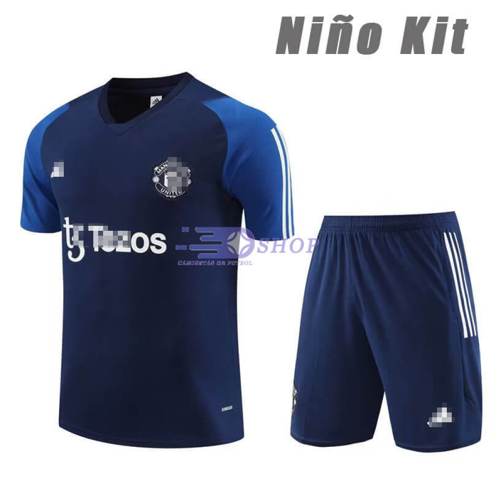 Camiseta de Entrenamiento Manchester United Azul 2023/2024 Niño Kit