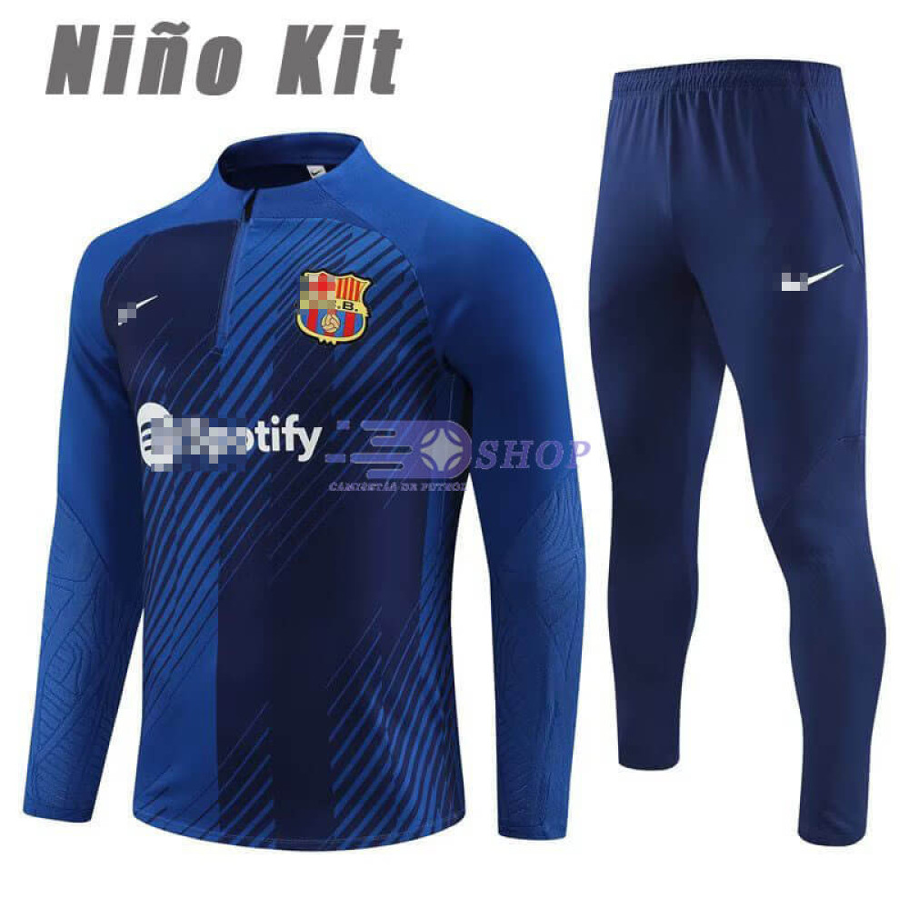 Sudadera de Entrenamiento Barcelona Azul Real 2023/2024 Niño Kit