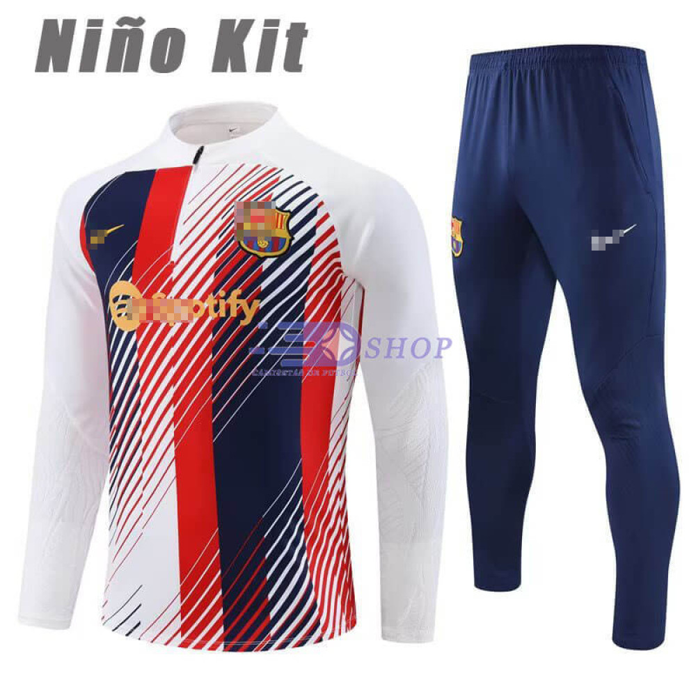 Sudadera de Entrenamiento Barcelona Blanco/Azul/Rojo 2023/2024 Niño Kit