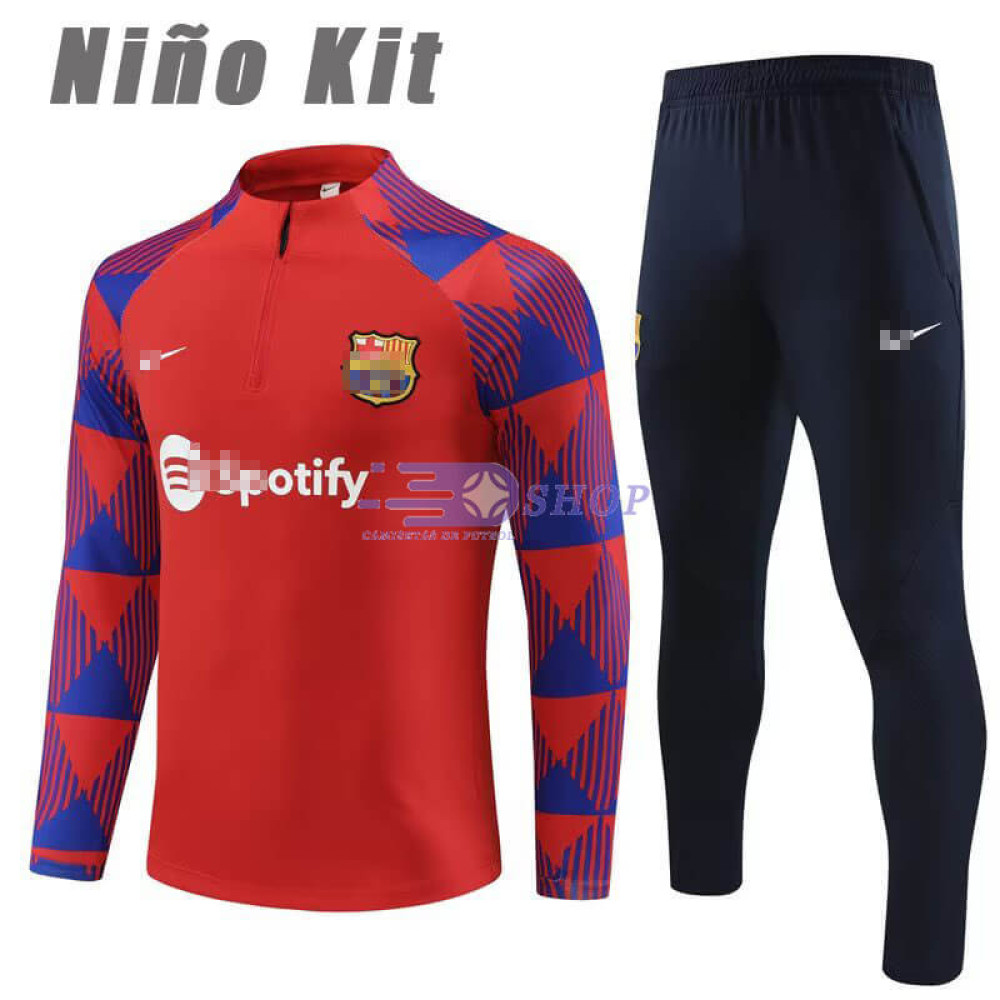 Sudadera de Entrenamiento Barcelona Rojo/Azul 2023/2024 Niño Kit