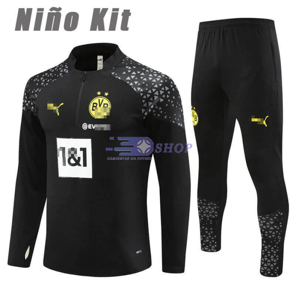 Sudadera de Entrenamiento Borussia Dortmund Negro 2023/2024 Niño Kit