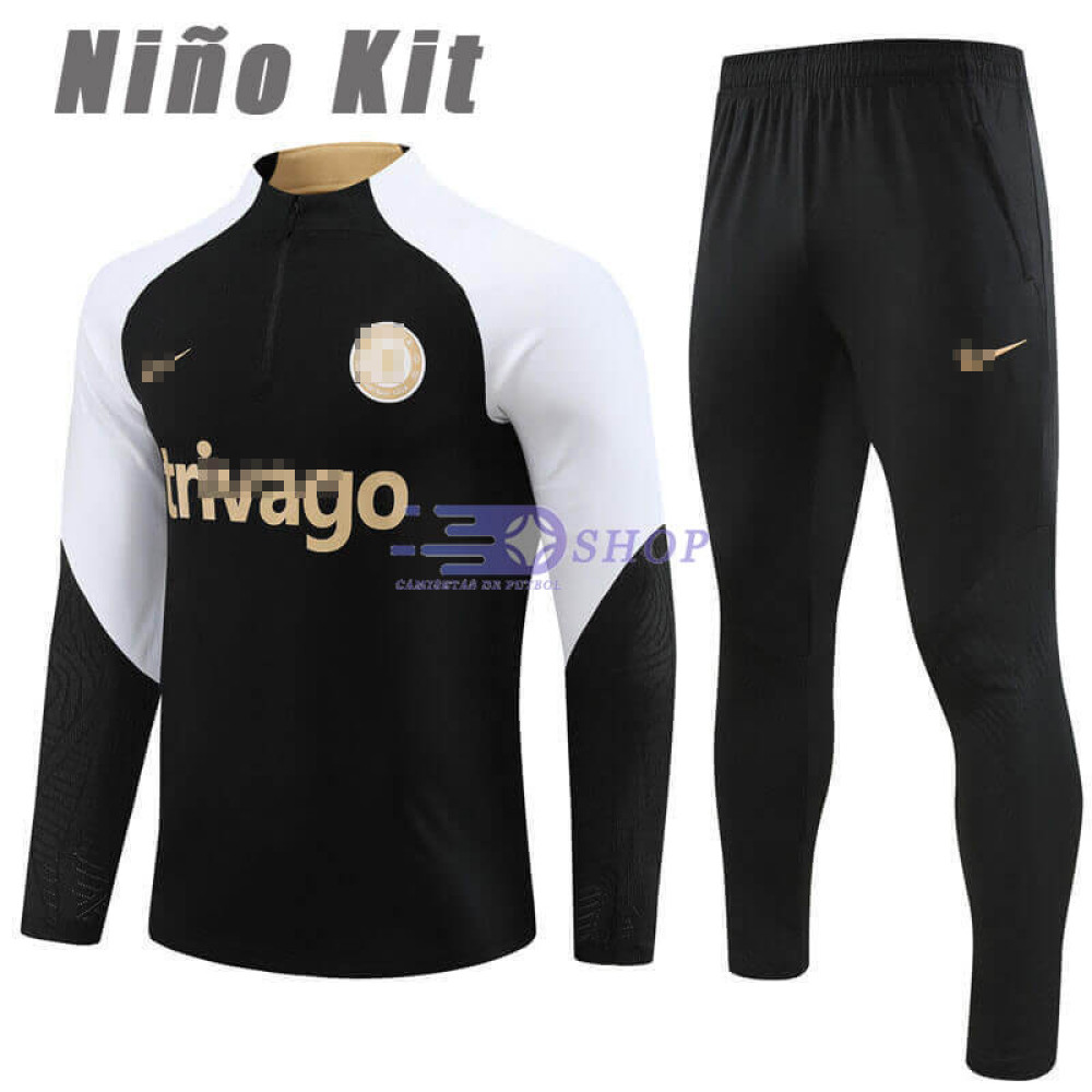 Sudadera de Entrenamiento Chelsea FC Negro/Blanco 2023/2024 Niño Kit