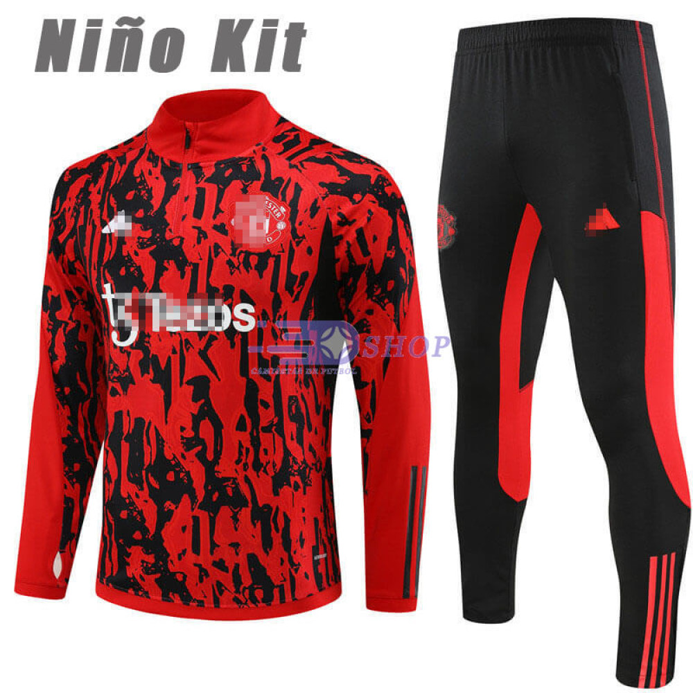 Sudadera de Entrenamiento Manchester United Rojo/Negro 2023/2024 Niño Kit