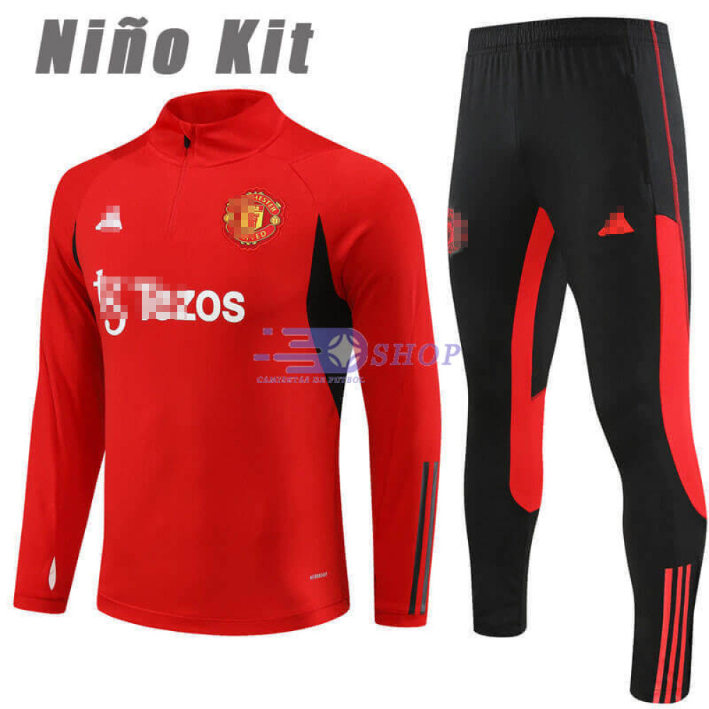 Sudadera de Entrenamiento Manchester United Rojo 2023/2024 Niño Kit