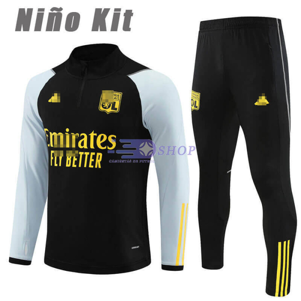 Sudadera de Entrenamiento Olympique De Lyon Negro 2023/2024 Niño Kit