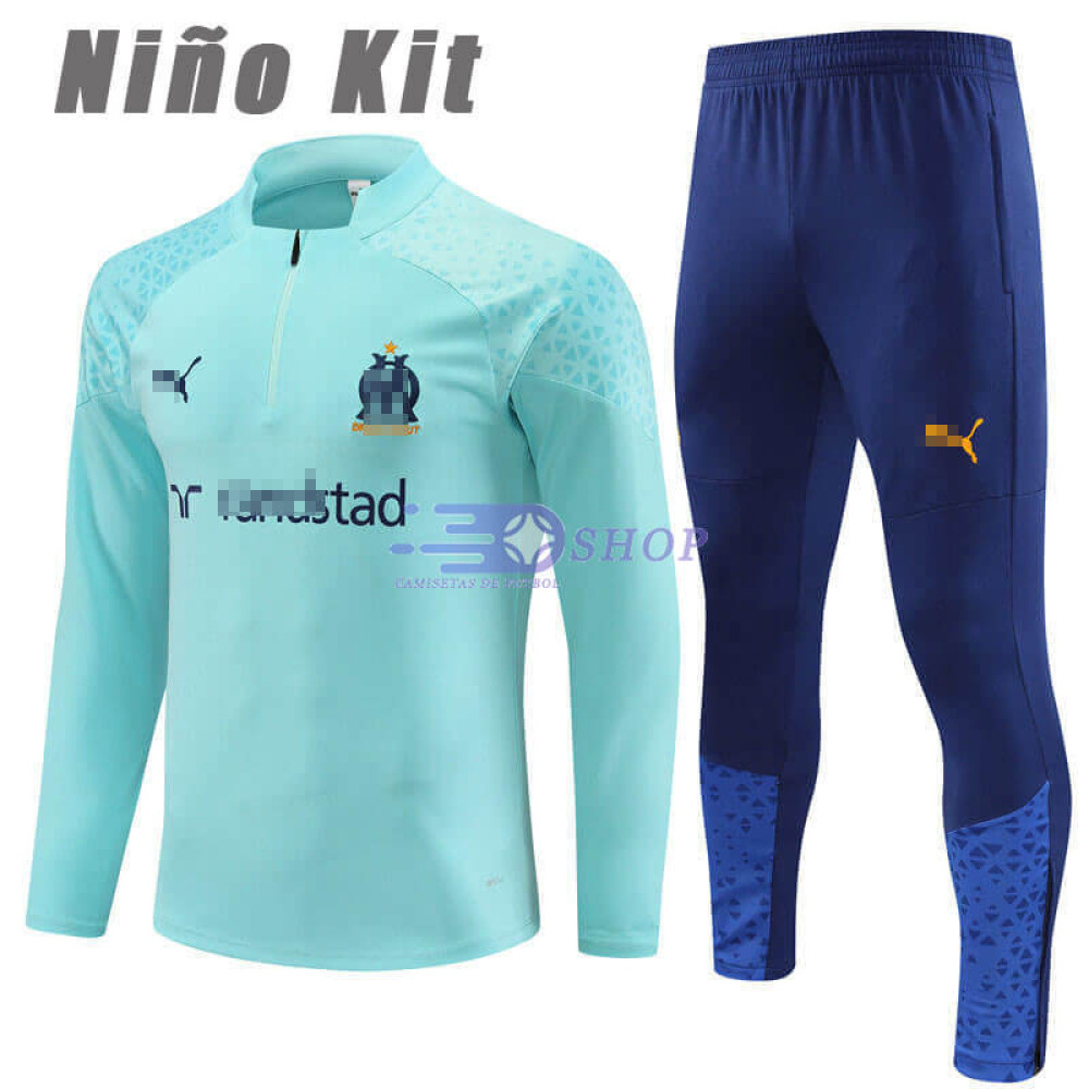 Sudadera de Entrenamiento Olympique Marsella Azul Claro 2023/2024 Niño Kit