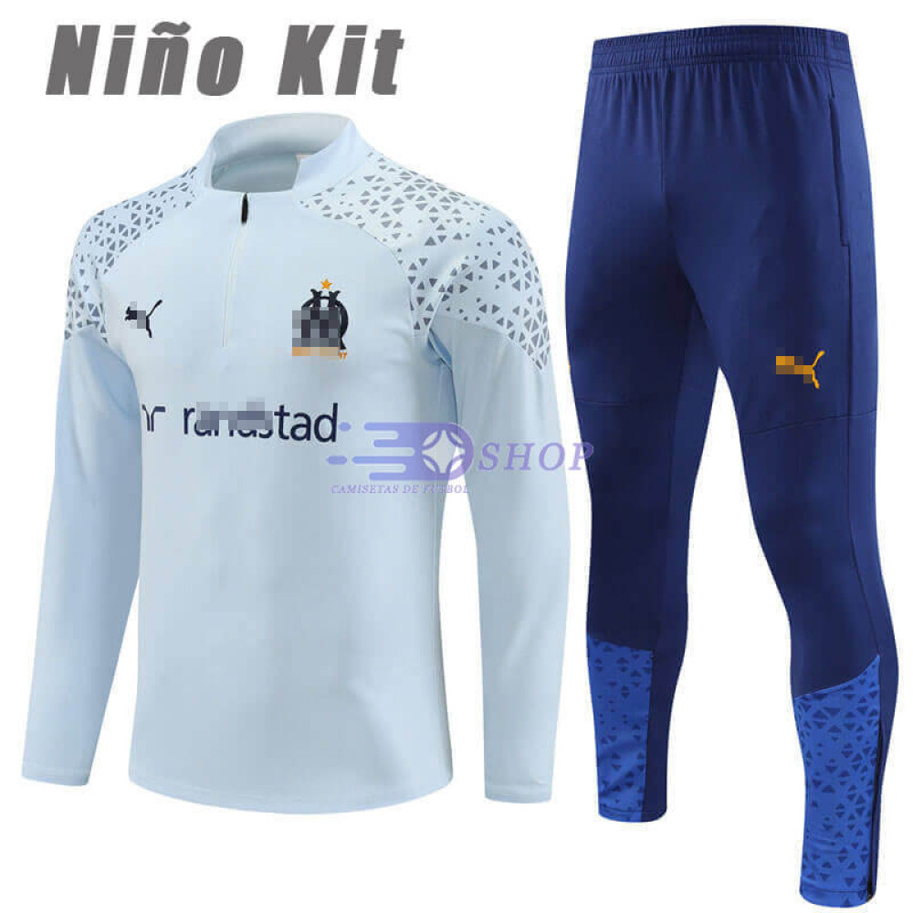 Sudadera de Entrenamiento Olympique Marsella Gris Claro 2023/2024 Niño Kit