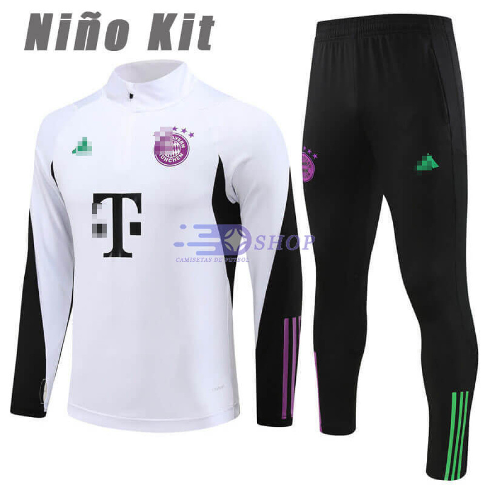 Sudadera De Entrenamiento Bayern Múnich Blanco 2023/2024 Niño Kit