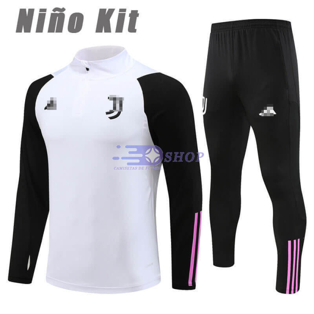 Sudadera De Entrenamiento Juventus Blanco/Negro 2023/2024 Niño Kit