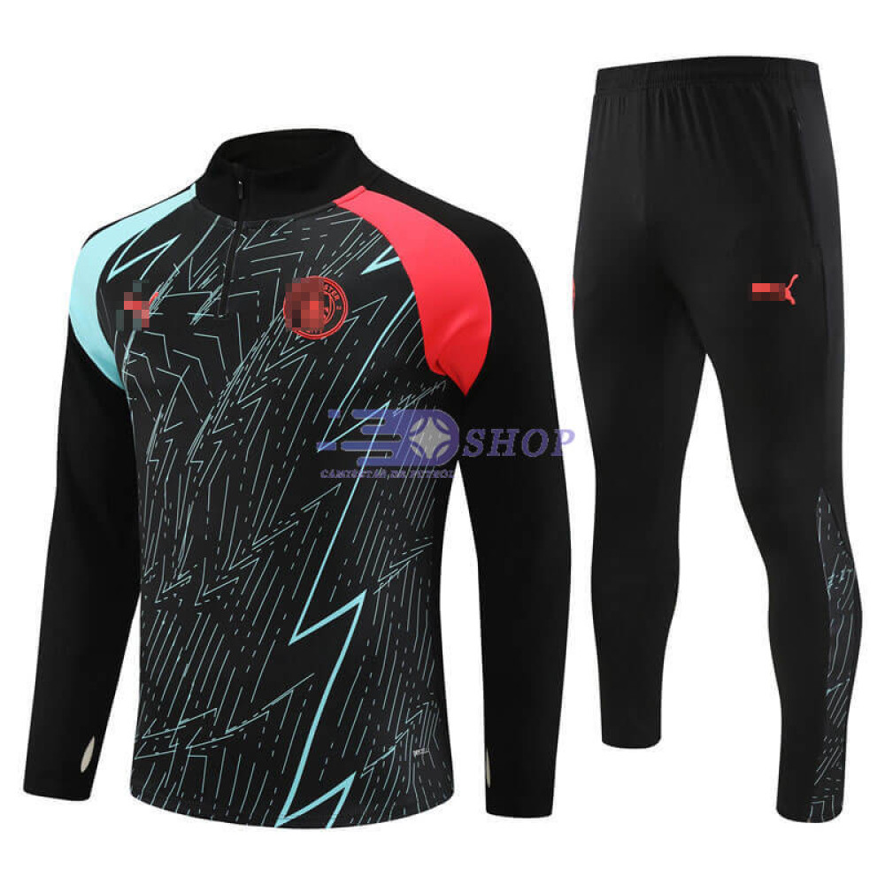Sudadera de Entrenamiento Manchester City Negro/Verde/Rojo 2023/2024 Kit