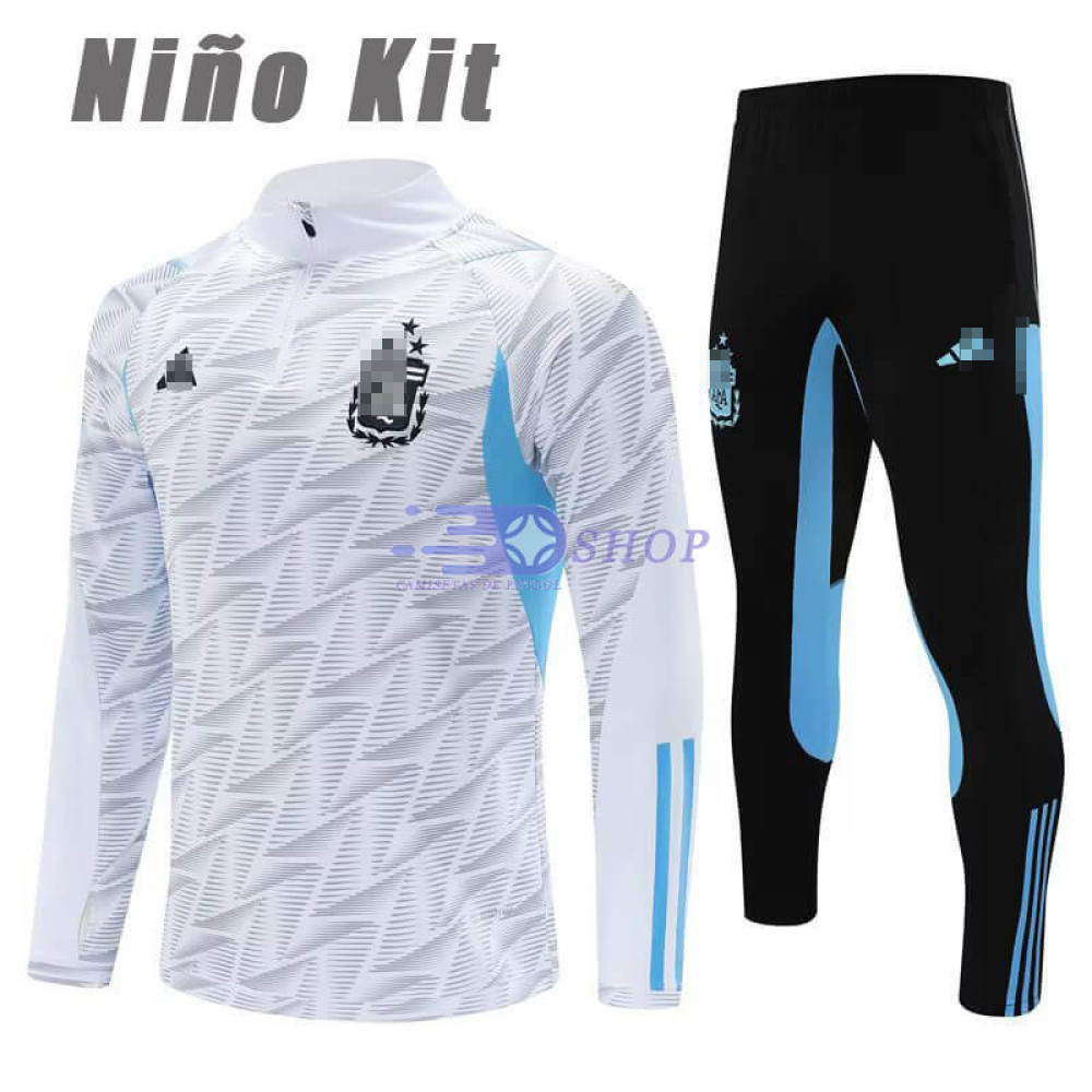 Sudadera de Entrenamiento Argentina Blanco 2023 Niño Kit